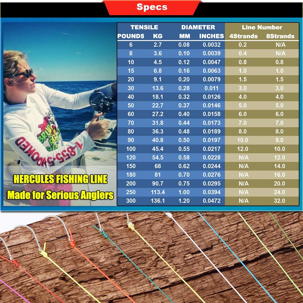 HERCULES Super Cast 100m - 2000m Yards Geflochtene Angelschnur 10lb - 300lb Test für Salzwasser Süßwasser PE Geflecht Fischdraht Superline 8 Stränge