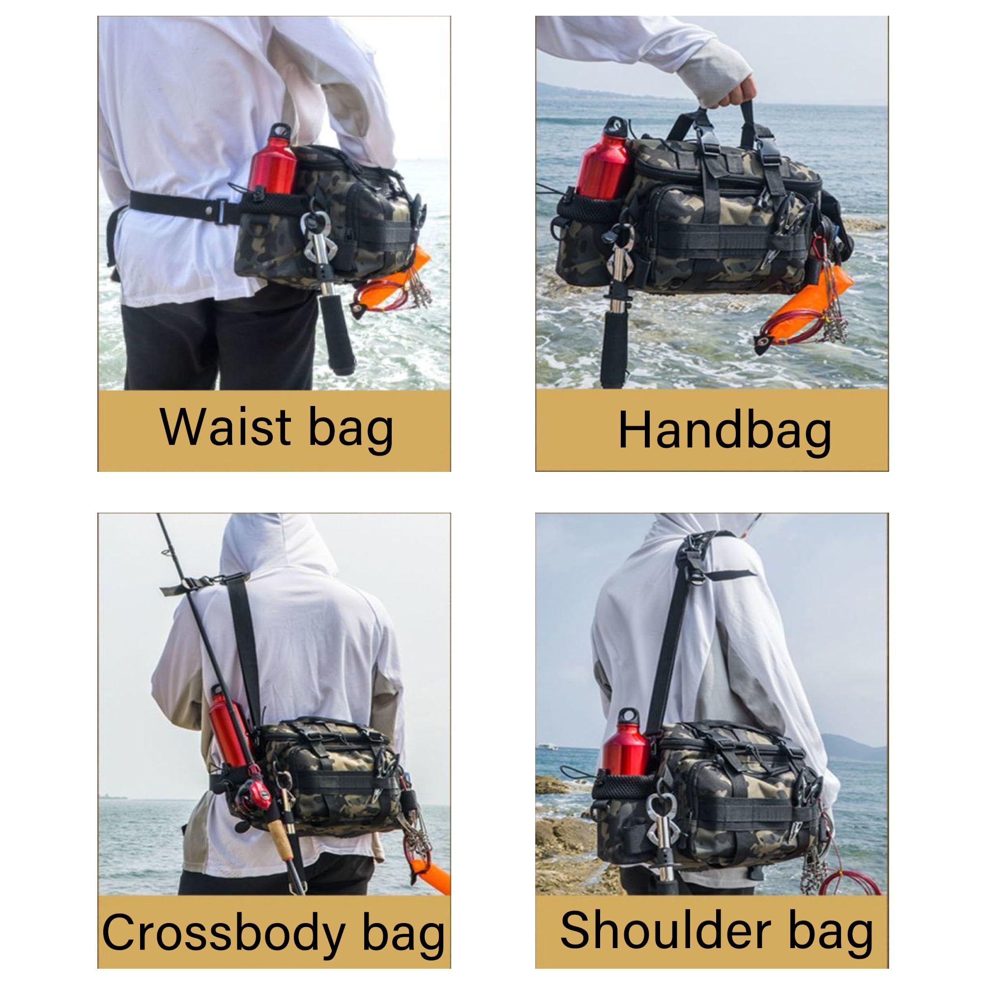YUEMING Angeltasche, Fishing Angeltasche, Angelkoffer Forellen-Tasche Angeln mit gepolstertem Schultergurt und Tragegriffe Anglertasche