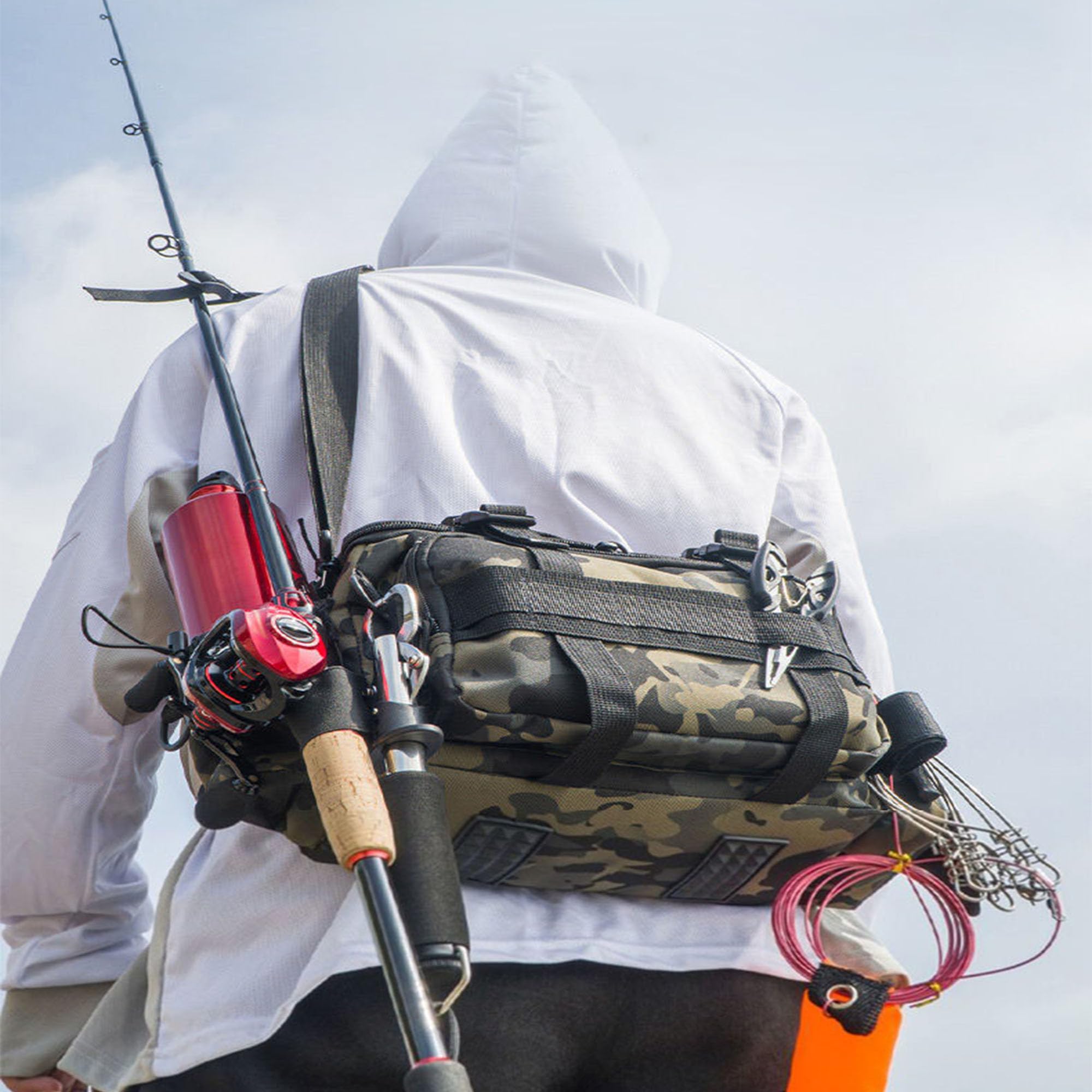 YUEMING Angeltasche, Fishing Angeltasche, Angelkoffer Forellen-Tasche Angeln mit gepolstertem Schultergurt und Tragegriffe Anglertasche